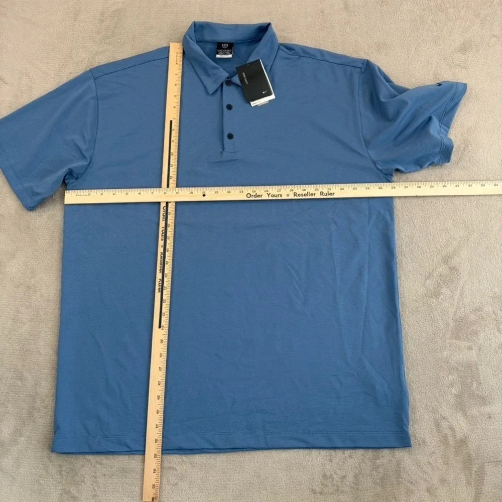 NIKE GOLF Stretch Dri-FIT UV Fine Line Sport Golf Polo Shirt Men‎ 2XL Blue NWT